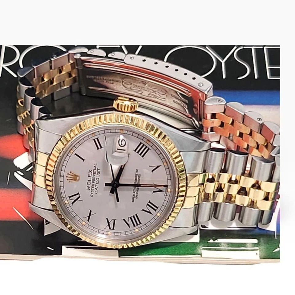 FULL SET 1980 ROLEX DATEJUST 36 MM TWO TONE JUBILEE GREY DIAL WATCH 16030 (1 of 2)