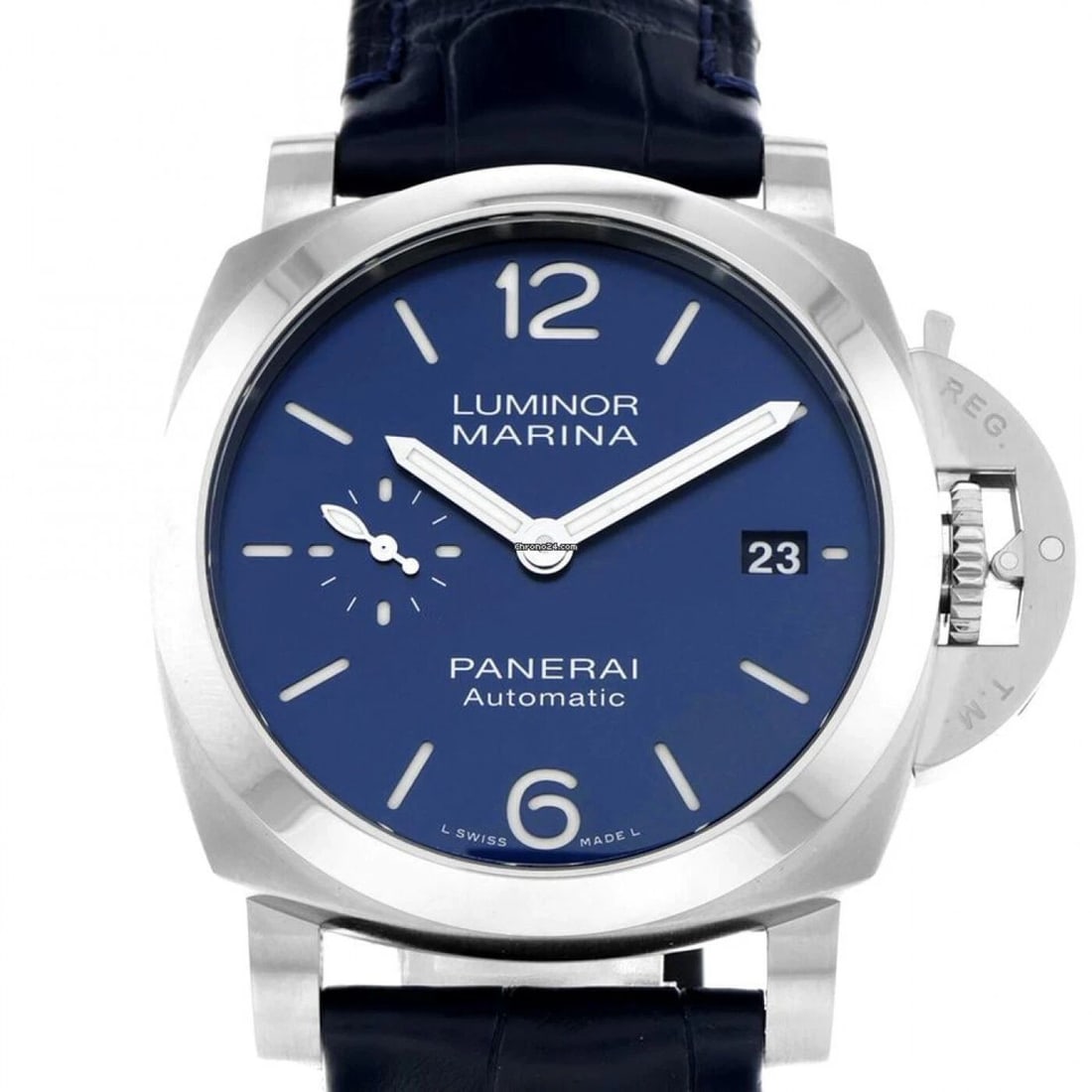 NEW PANERAI LUMINOR MARINA STAINLESS STEEL 42 MM BLUE DIAL WATCH PAM01393: NEW PANERAI LUMINOR MARINA STAINLESS STEEL 42 MM BLUE DIAL WATCH Manufacturer Panerai Category Luminor Marina Reference Number PAM01393 Band Color Blue Band Type Leather Box Yes Dial Color Blue Dial F