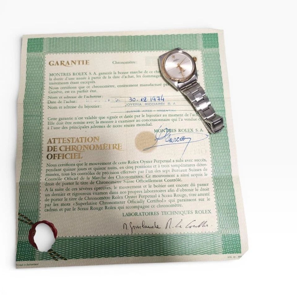 FULL SET 1974 ROLEX OYSTER PERPETUAL 34MM TWO TONE ZEPHYR AUTOMATIC WATCH 1038 (1 of 2)