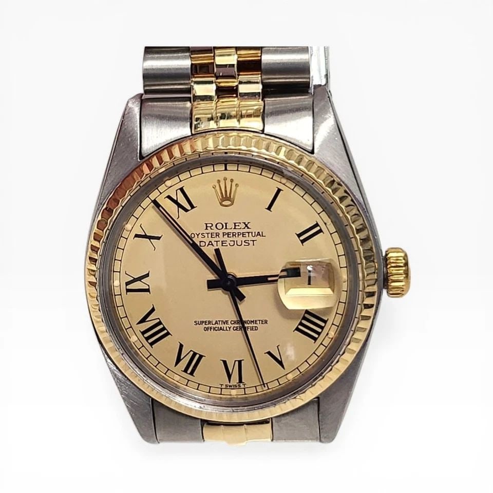 ROLEX DATEJUST 36 MM TWO TONE JUBILEE CHAMPAGNE BUCKLEY WATCH 16013 CIRCA 1979 (1 of 2)