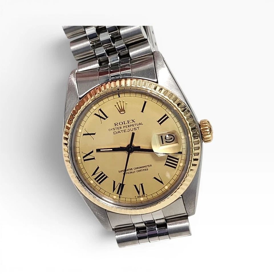 ROLEX DATEJUST 36 MM TWO TONE BUCKLEY DIAL JUBILEE WATCH 16013 CIRCA 1979 (1 of 2)