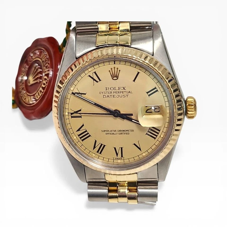 W/BOX ROLEX DATEJUST 36 MM TWO TONE CHAMPAGNE BUCKLEY JUBILEE WATCH 16013 1979 (1 of 2)