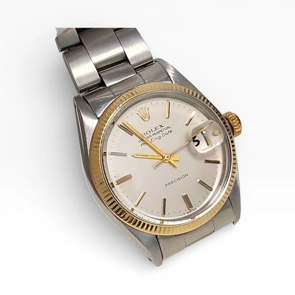 ROLEX AIR KING DATE PRECISION 34 MM TWO TONE HEAD ONLY WATCH 5701 CIRCA 1973 (1 of 2)