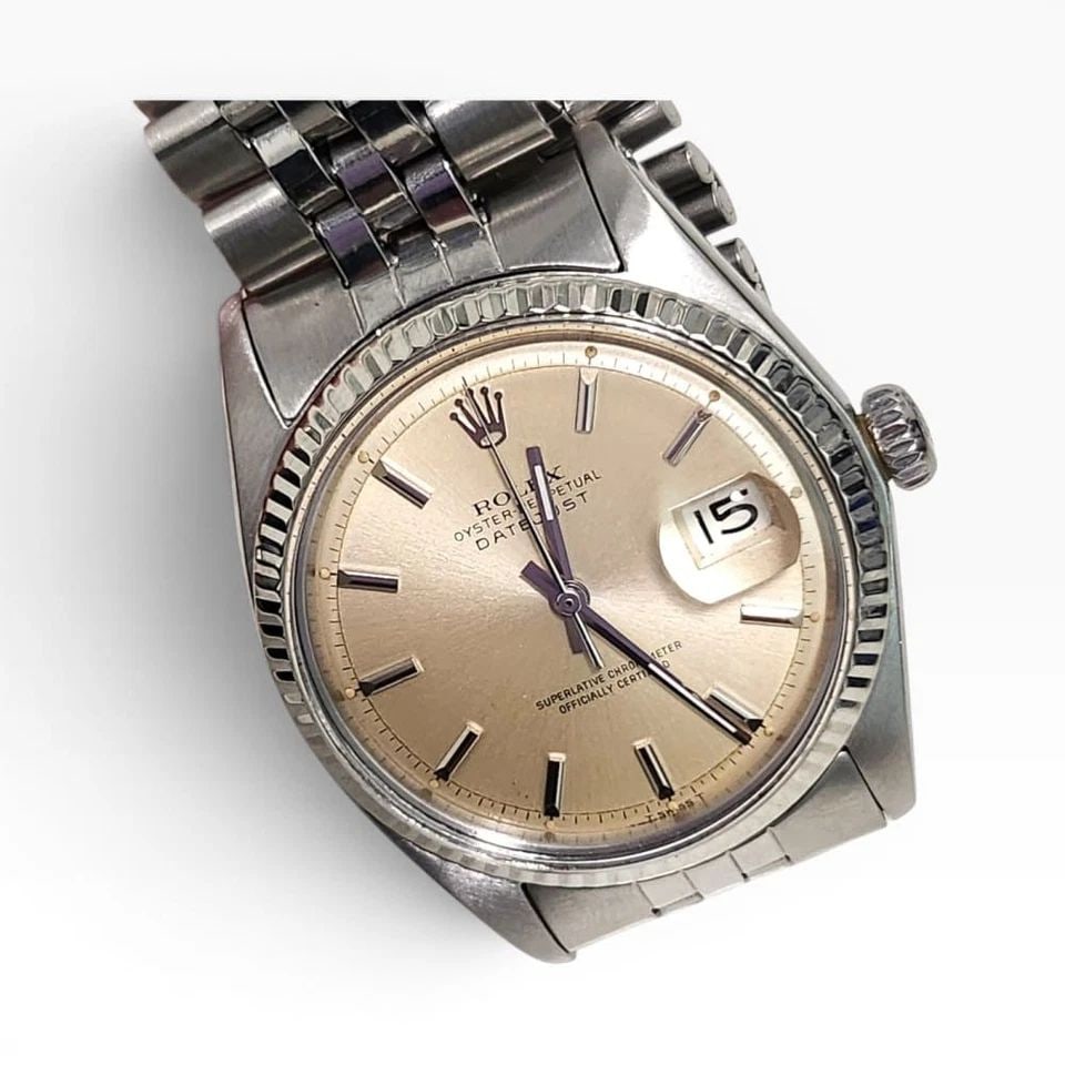 ROLEX DATEJUST 36 MM STEEL WHITE GOLD BEZEL JUBILEE WATCH 1600 CIRCA 1968 (1 of 2)