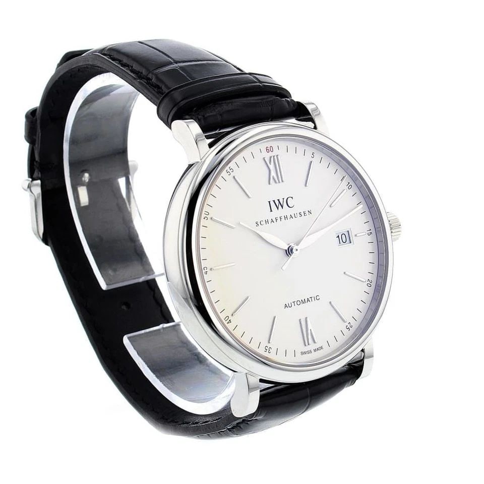 NEW IWC PORTOFINO AUTOMATIC SILVER DIAL STAINLESS STEEL 40MM MENS WATCH IW356501: NEW IWC PORTOFINO AUTOMATIC SILVER DIAL STAINLESS STEEL 40MM MENS WATCH Manufacturer IWC Category Portofino Subcategory Automatic Reference Number IW356501 Band Color Black Band Type Alligator Strap B