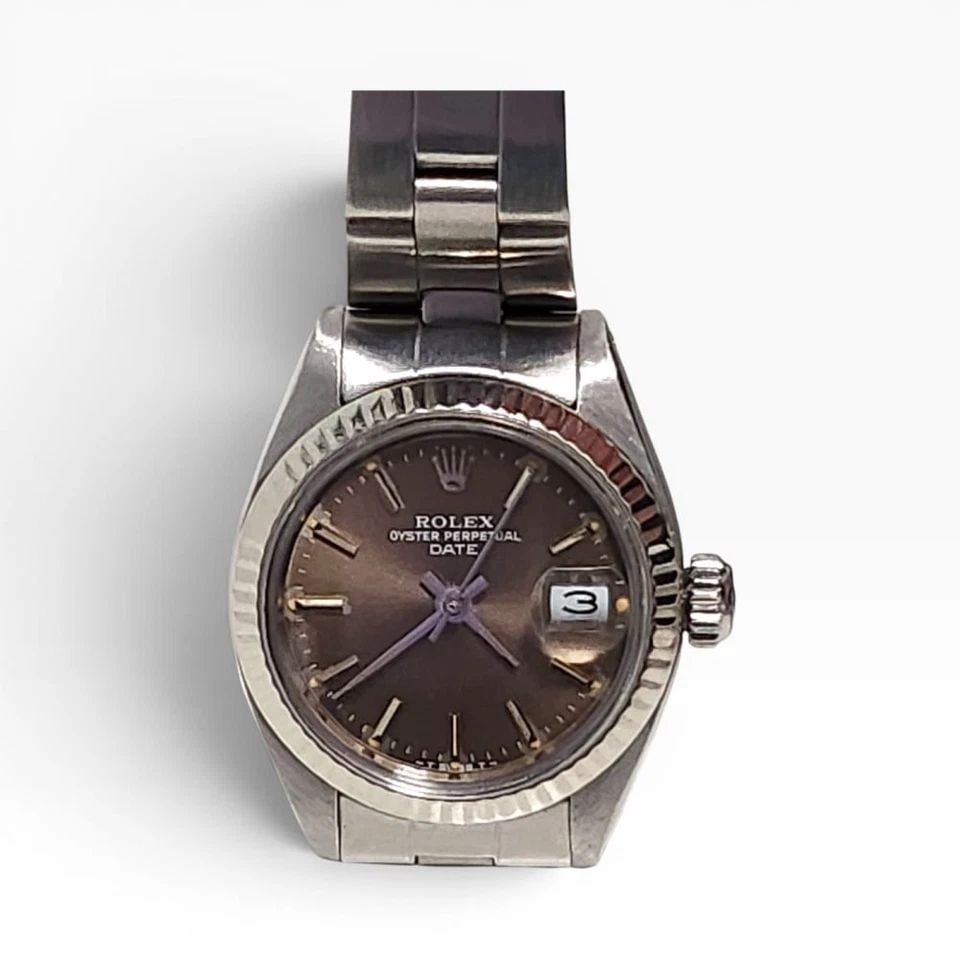 RARE ROLEX LADIES DATE 26 MM STEEL OYSTER CHOCOLATE DIAL WATCH 6917 CIRCA 1982 (1 of 2)
