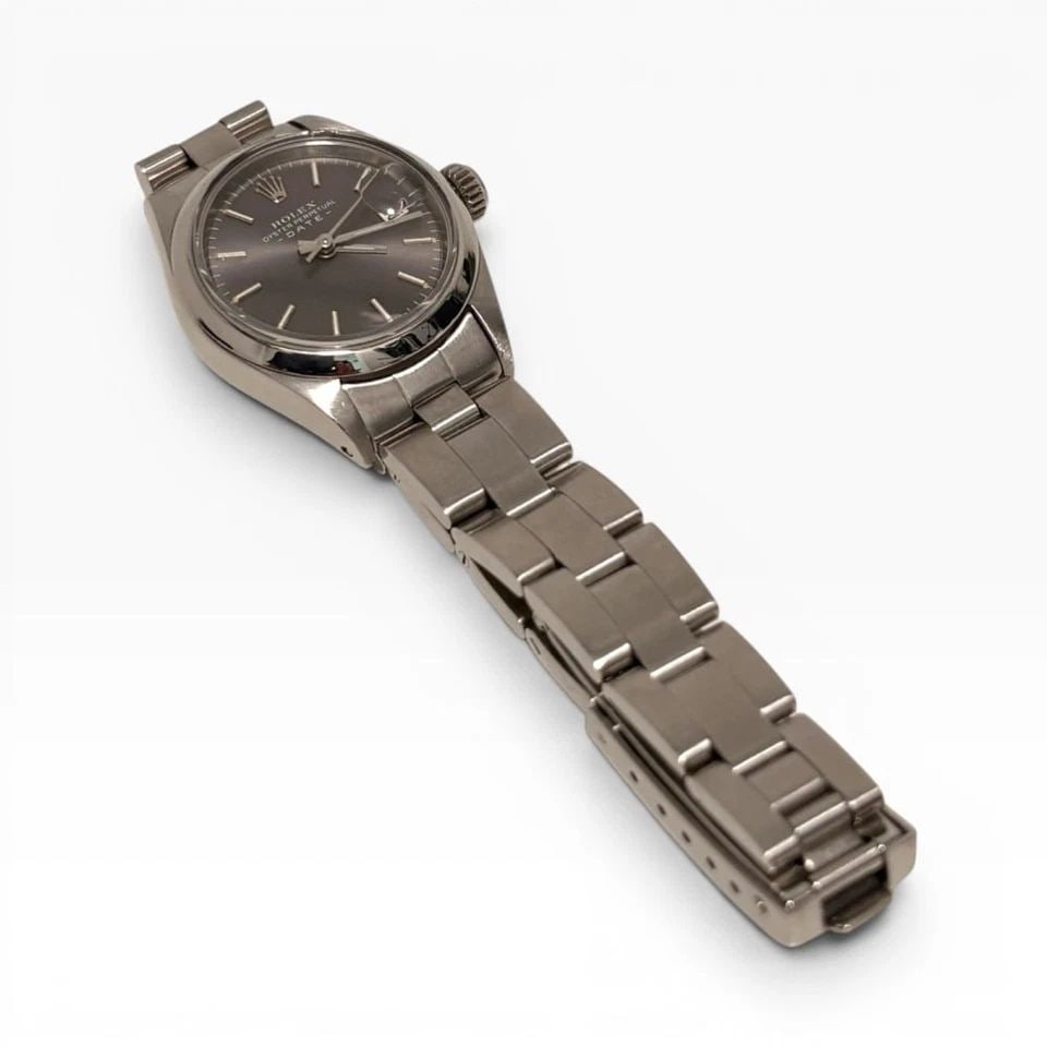ROLEX LADIES DATE 26 MM GREY DIAL OYSTER STEEL AUTOMATIC WATCH 6916 CIRCA 1973 (1 of 2)