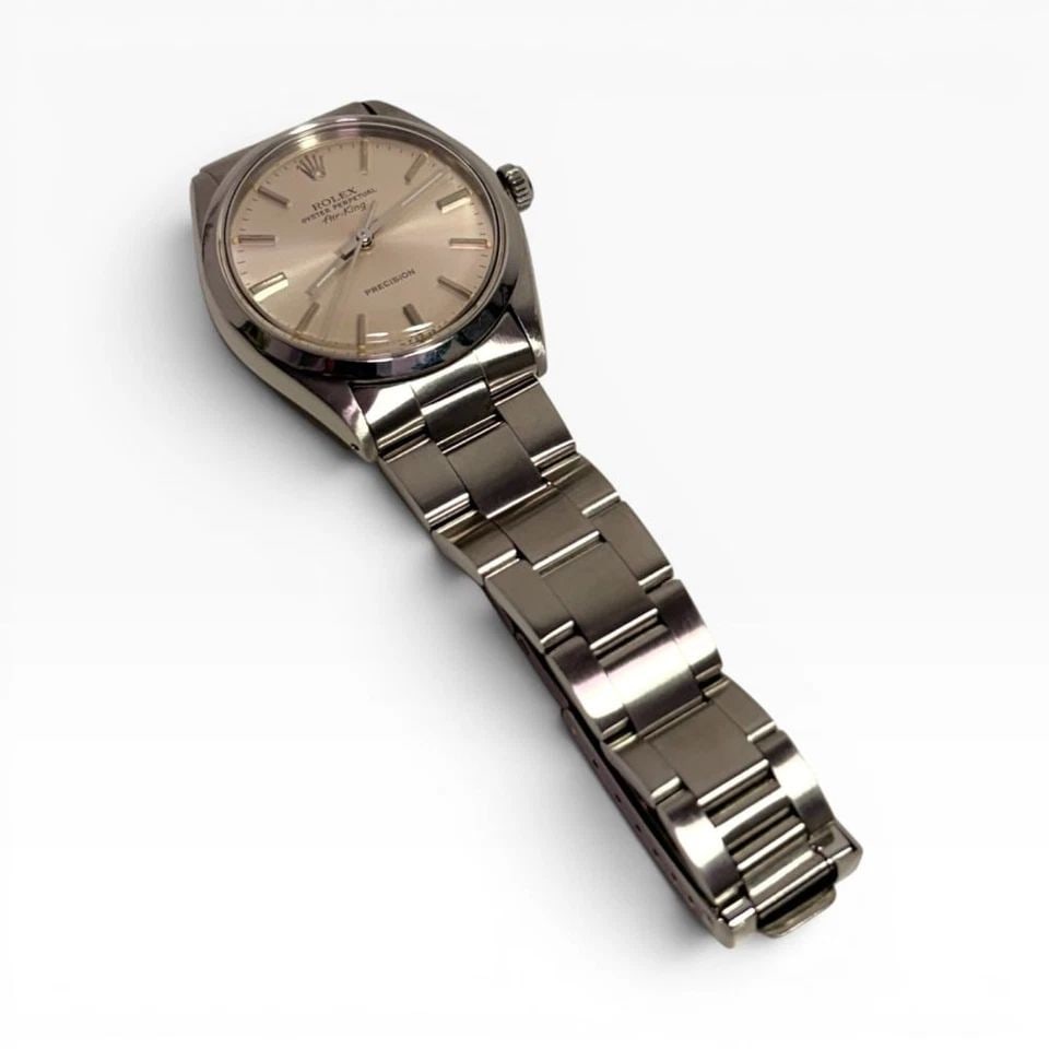 ROLEX AIR KING PRECISION 34 MM OYSTER STEEL AUTOMATIC WATCH 5500 CIRCA 1979: ROLEX AIR KING PRECISION 34 MM OYSTER STEEL AUTOMATIC WATCH 5500 CIRCA 1979 Manufacturer Rolex Category Mens No Date 34mm Reference Number 5500 Band Stainless Steel Band Color Steel Band Type Oyster B