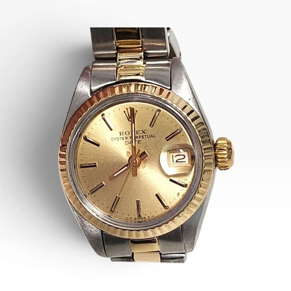 ROLEX LADIES DATE 26MM TWO TONE OYSTER CHAMPAGNE AUTOMATIC WATCH 6917 CIRCA 1979 (1 of 2)