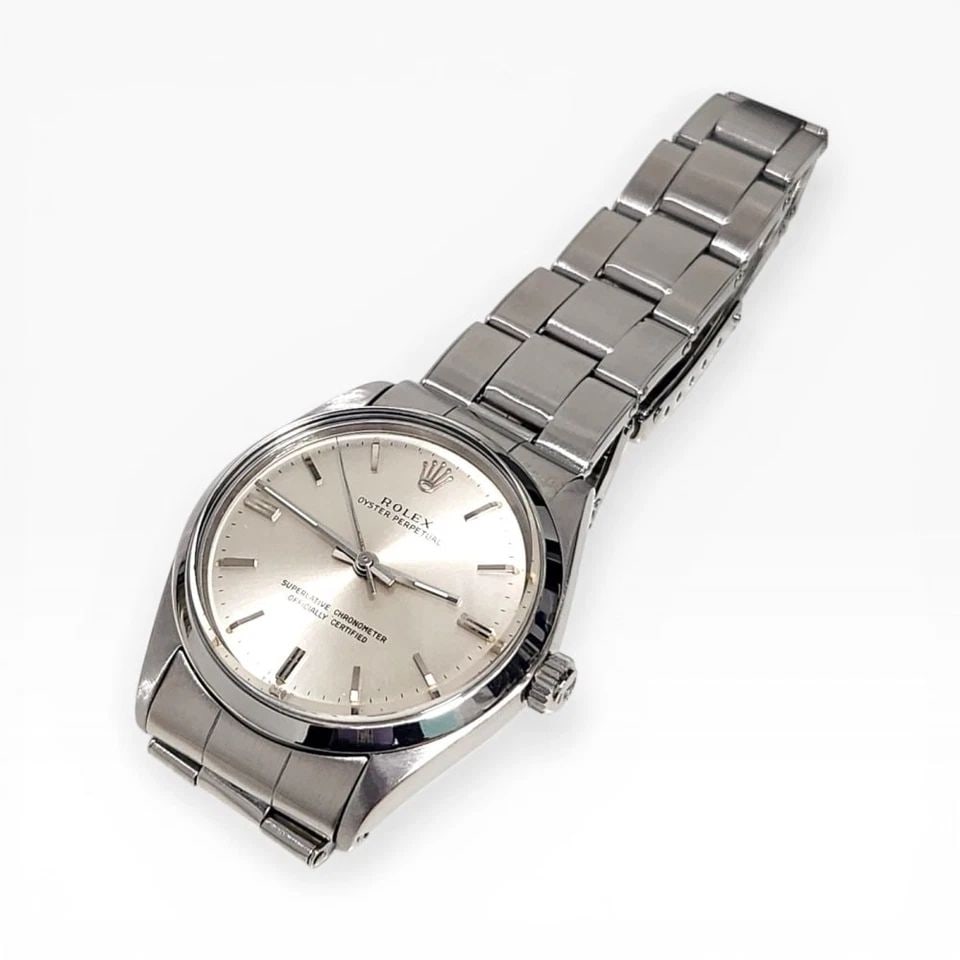 ROLEX DATE 34 MM STEEL WHITE ROMAN OYSTER AUTOMATIC WATCH 1500 CIRCA 1975 (1 of 2)