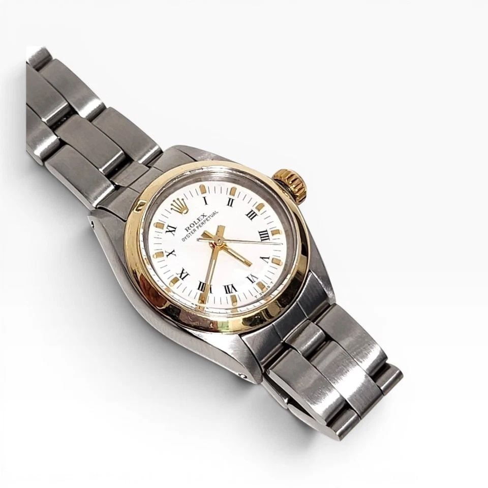 ROLEX LADIES DATE 26 MM TWO TONE OYSTER WHITE ROMAN WATCH 6519 CIRCA 1967 (1 of 2)