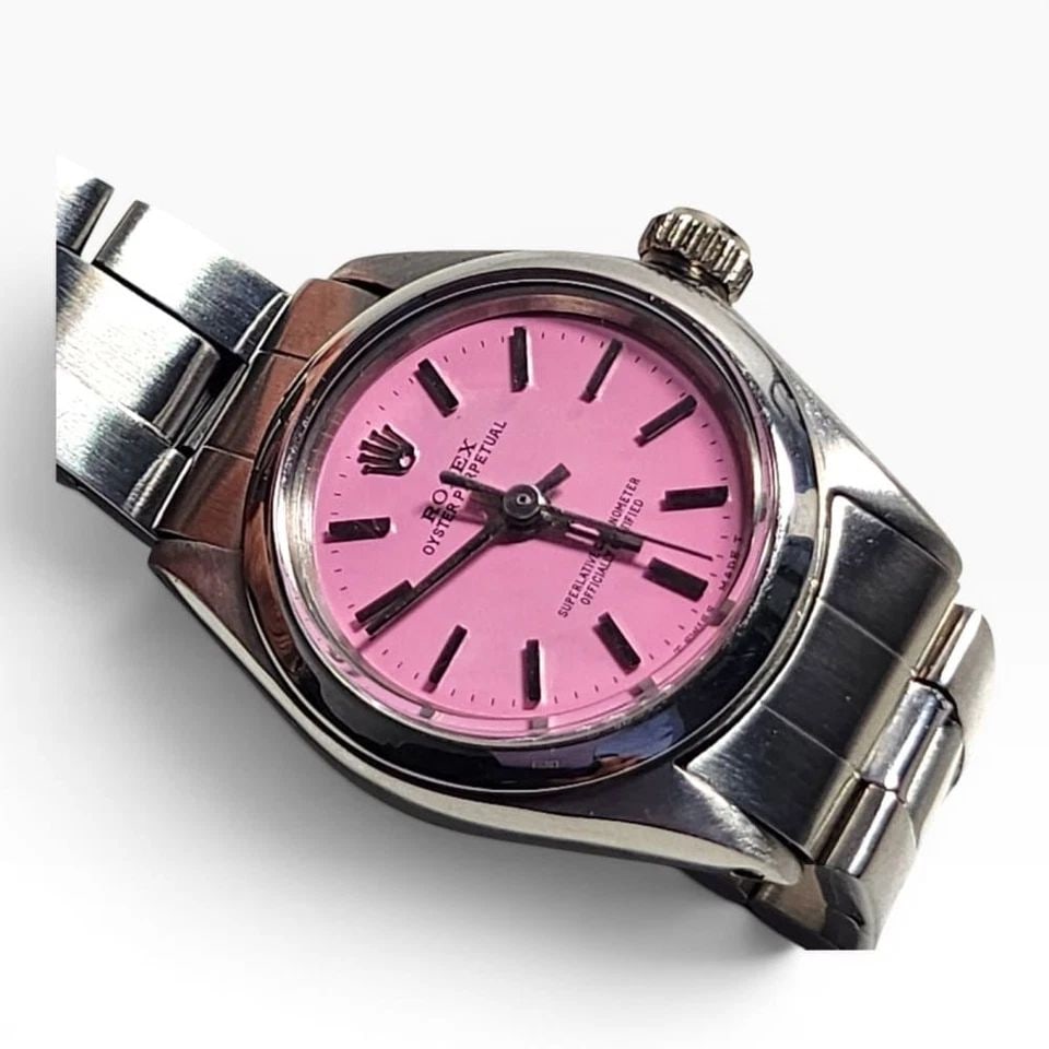 ROLEX OYSTER PERPETUAL LADIES 24 MM STEEL WHITE ROMAN AUTOMATIC WATCH 6718 1978 (1 of 2)