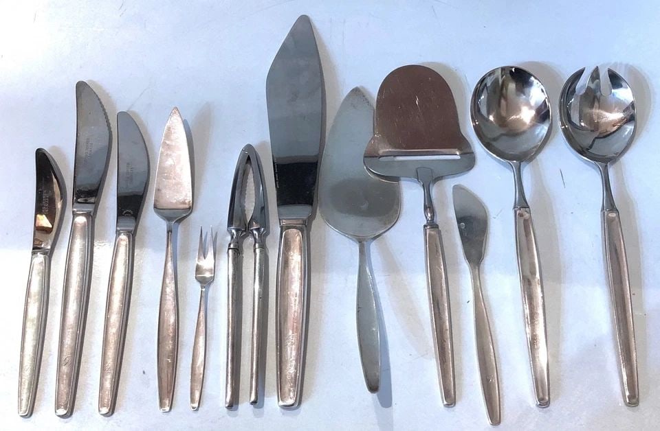 149 PIECE GEORG JENSEN STERLING SILVER CYPRESS FLATWARE SET & CHAS WOLF NY CASE (1 of 2)