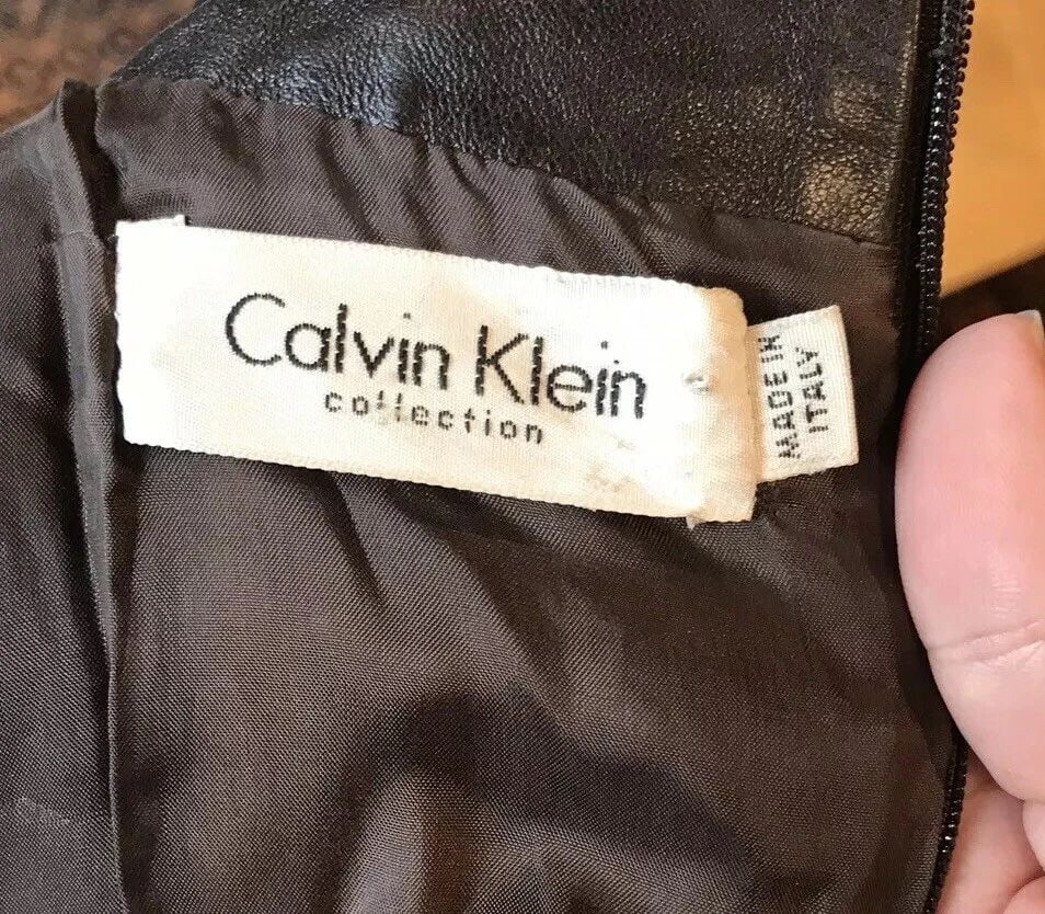 CALVIN KLEIN BROWN LEATHER TOP SIZE 6 (1 of 2)