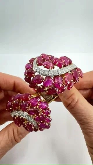 BOUCHERON RUBY BRACELET DIAMOND GOLD PLATINUM BURMESE RUBY GIA NO HEAT, FRENCH (1 of 2)