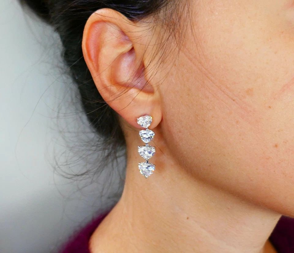 MOUSSAIEFF HEART DIAMOND PLATINUM DANGLE EARRINGS WITH 8 GIA REPORTS (1 of 2)