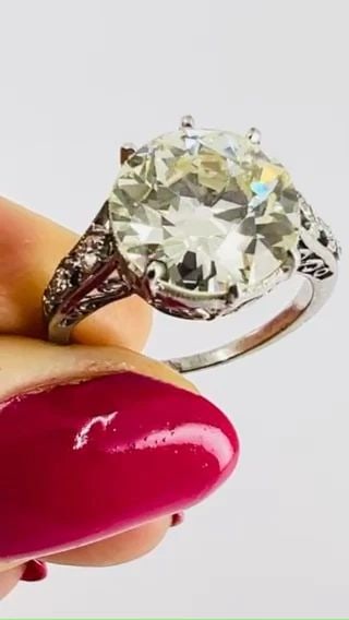 ART DECO ENGAGEMENT RING OLD EUROPEAN CUT DIAMOND PLATINUM RING SOLITAIRE (1 of 2)