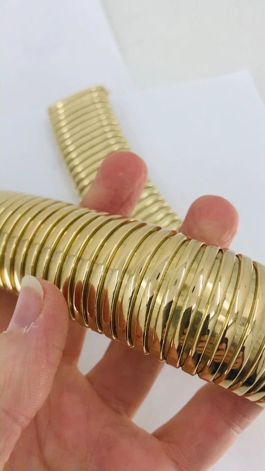 VINTAGE TUBOGAS NECKLACE 14K GOLD ITALIAN COLLAR NECKLACE (1 of 2)