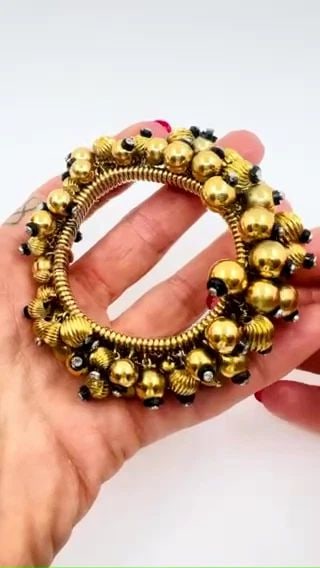 VINTAGE BLACK ONYX GOLD BEAD BRACELET 18K FRENCH RETRO JEWELRY ESTATE (1 of 2)
