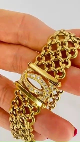 CARTIER PENELOPE BRACELET DOUBLE C 18K GOLD DIAMOND LINK BRACELET ESTATE JEWELRY (1 of 2)