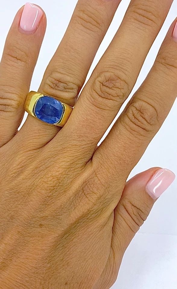 BURMA NATURAL SAPPHIRE 18K GOLD RING GIA REPORT (1 of 2)
