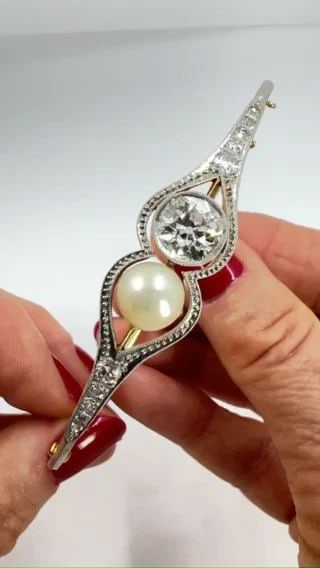 EDWARDIAN DIAMOND BRACELET PEARL GOLD PLATINUM FILIGREE PATTERN (1 of 2)
