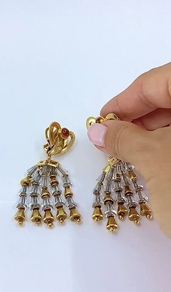 1950'S FRED LEIGHTON YELLOW GOLD, CITRINE & ROCK CRYSTAL DANGLE EARRINGS (1 of 2)