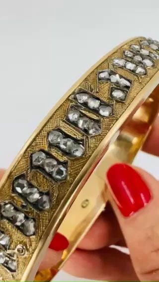 VICTORIAN 14K GOLD BRACELET ROSE CUT DIAMONDS ANTIQUE ESTATE JEWELRY (1 of 2)