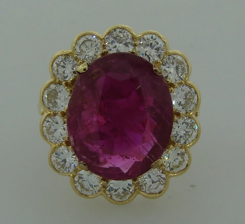 ELEGANT 6.32-CT RUBY 2.10 CTS DIAMOND 18K YELLOW GOLD RING COCKTAIL ENGAGEMENT (1 of 2)