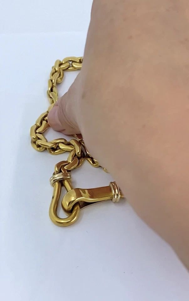 VINTAGE ITALIAN 18K GOLD LINK NECKLACE SCULPTED FRONT ELEMENT (1 of 2)