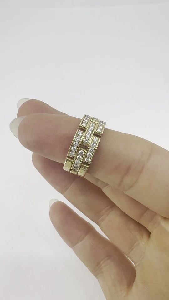 CARTIER 18K GOLD DIAMOND TRIPLE ROW MAILLON PANTHERE RING (1 of 2)