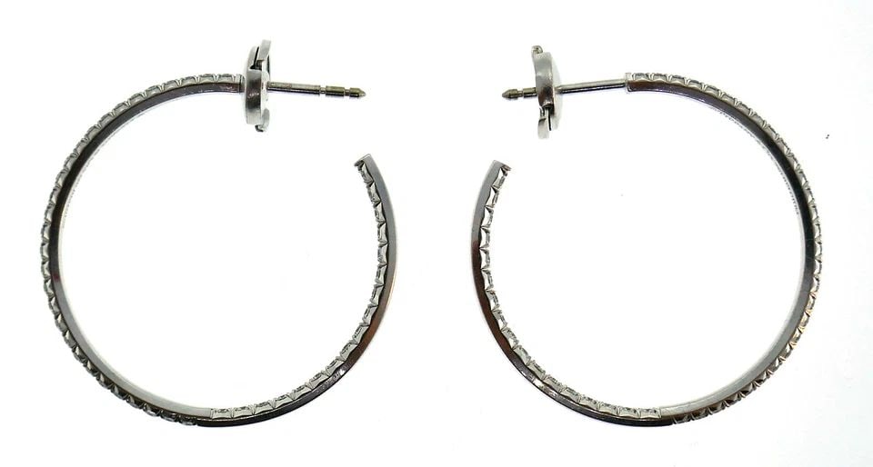 TIFFANY & CO. DIAMOND WHITE GOLD HOOP EARRINGS (1 of 2)