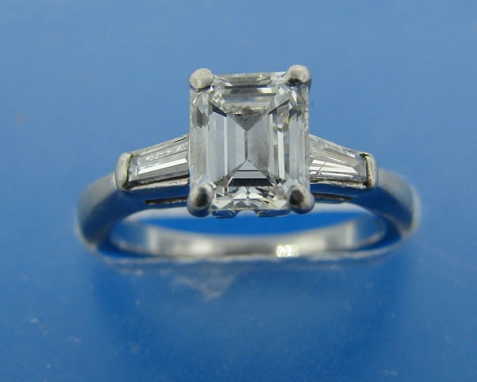1.02 CT EMERALD CUT DIAMOND H, IF GIA PLATINUM ENGAGEMENT RING WEDDING BAND (1 of 2)