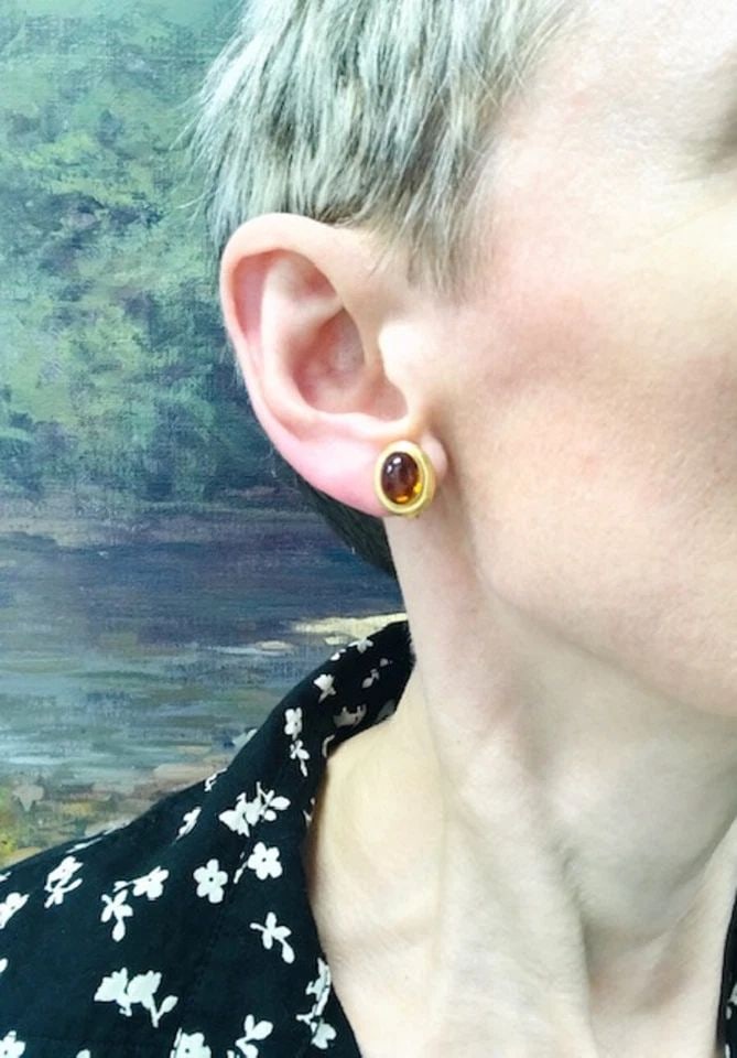 BVLGARI BULGARI CITRINE CABOCHON EARRINGS 18K GOLD (1 of 2)