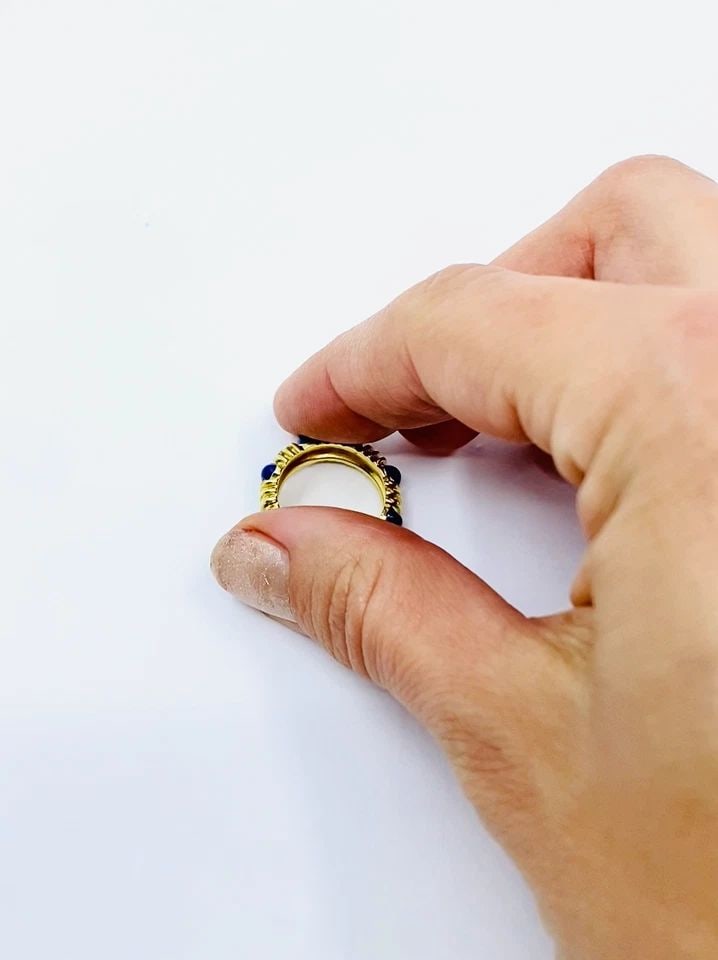 TIFFANY & CO. BLUE ENAMEL GOLD BAND RING (1 of 2)