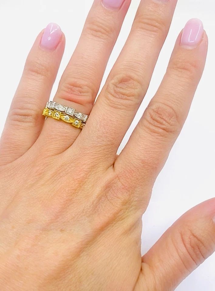 PAIR OF ETERNITY RINGS WHITE AND YELLOW GOLD DIAMOND (1 of 2)