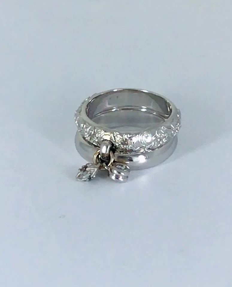 CARRERA Y CARRERA 18K WHITE GOLD DOUBLE RING WITH DIAMOND FLORAL DESIGN (1 of 2)