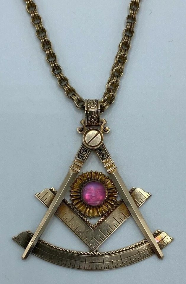 VICTORIAN 14K YELLOW GOLD CHAIN NECKLACE AND MAISON MOONSTONE PENDANT (1 of 2)