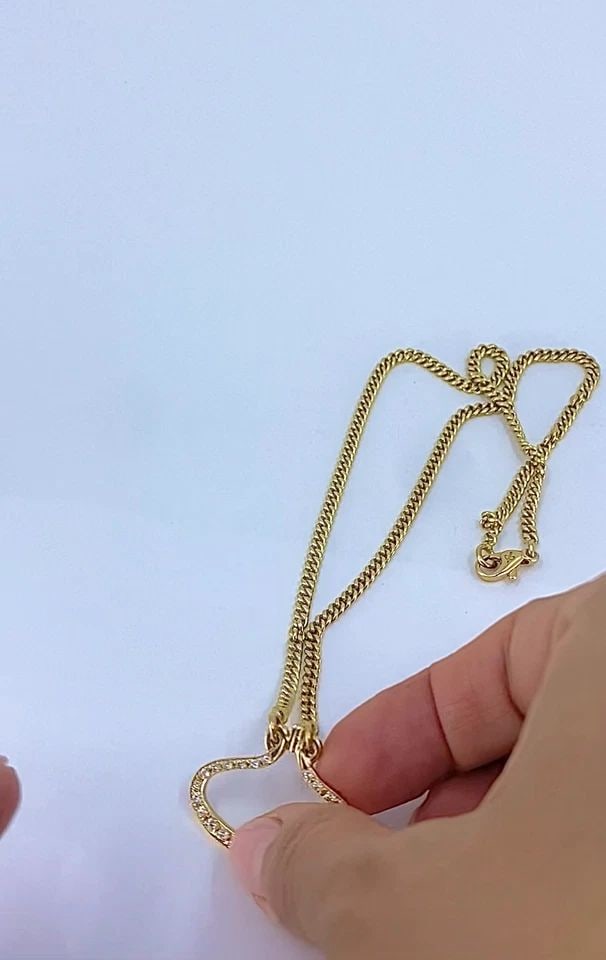 14K GOLD DIAMOND SAPPHIRE PENDANT NECKLACE EYE MOTIF (1 of 2)