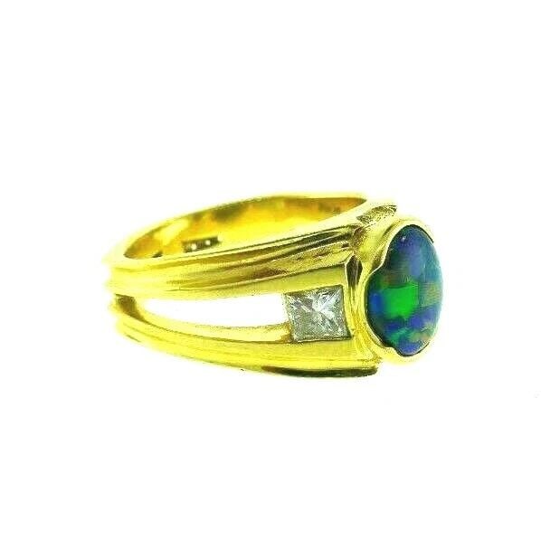 MODERN 18K YELLOW GOLD, DIAMOND & OPAL RING DESIGNER (1 of 2)