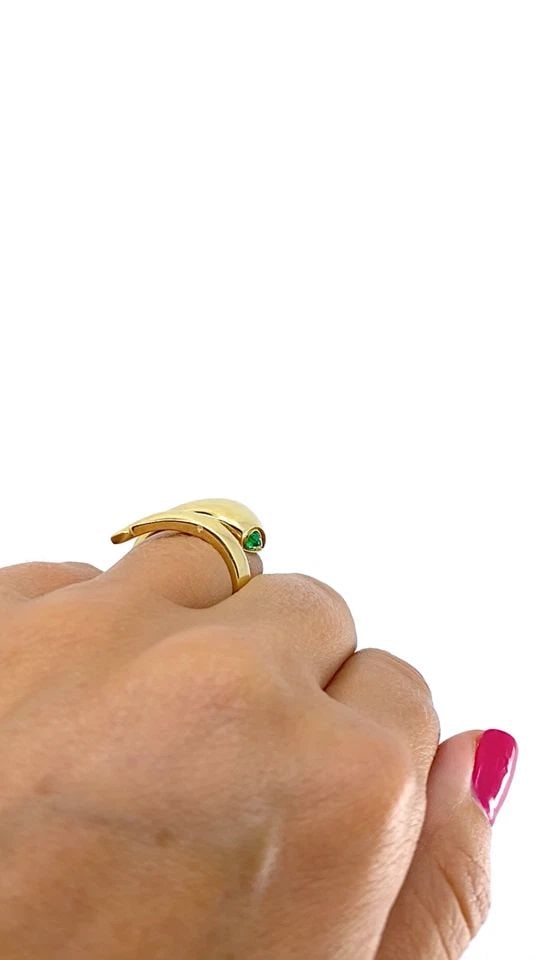 14K GOLD SNAKE PEAR-CUT EMERALD EYES WRAP RING (1 of 2)