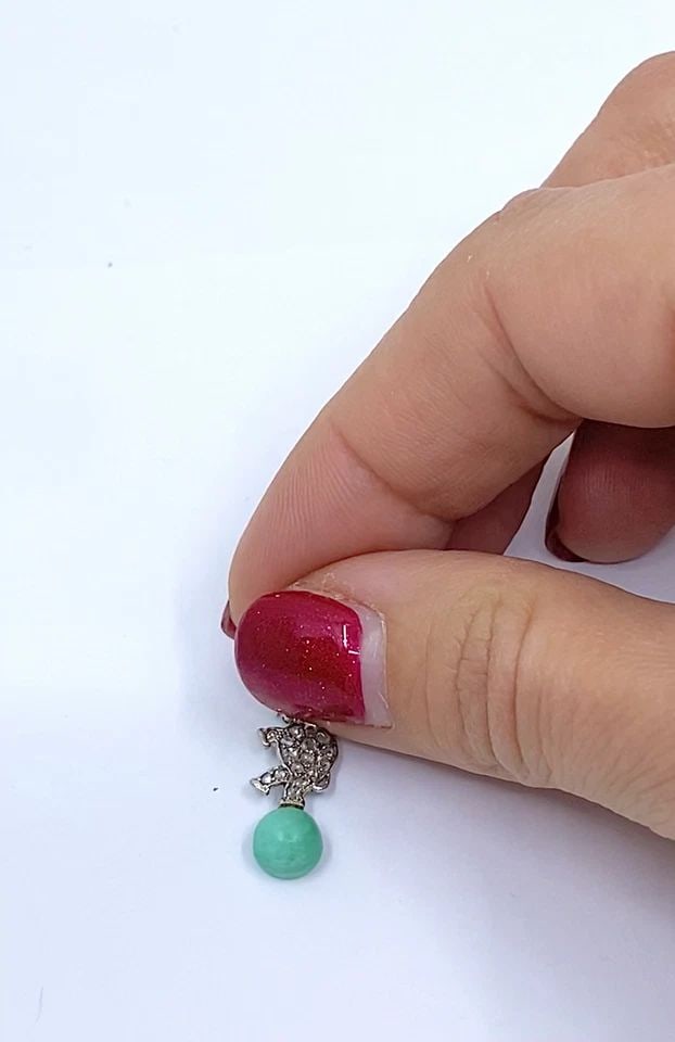 ANTIQUE ELEPHANT CHARM 14K WHITE GOLD DIAMOND BEAD ACCENT (1 of 2)