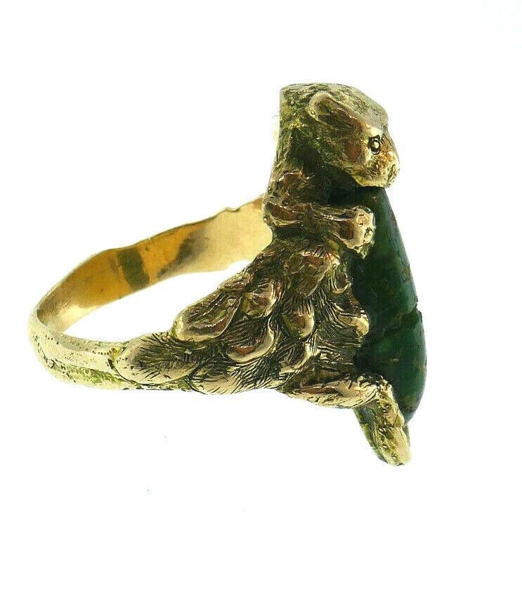 VICTORIAN 14K YELLOW GOLD ARIZONA TURQUOISE PANTHERE RING (1 of 2)