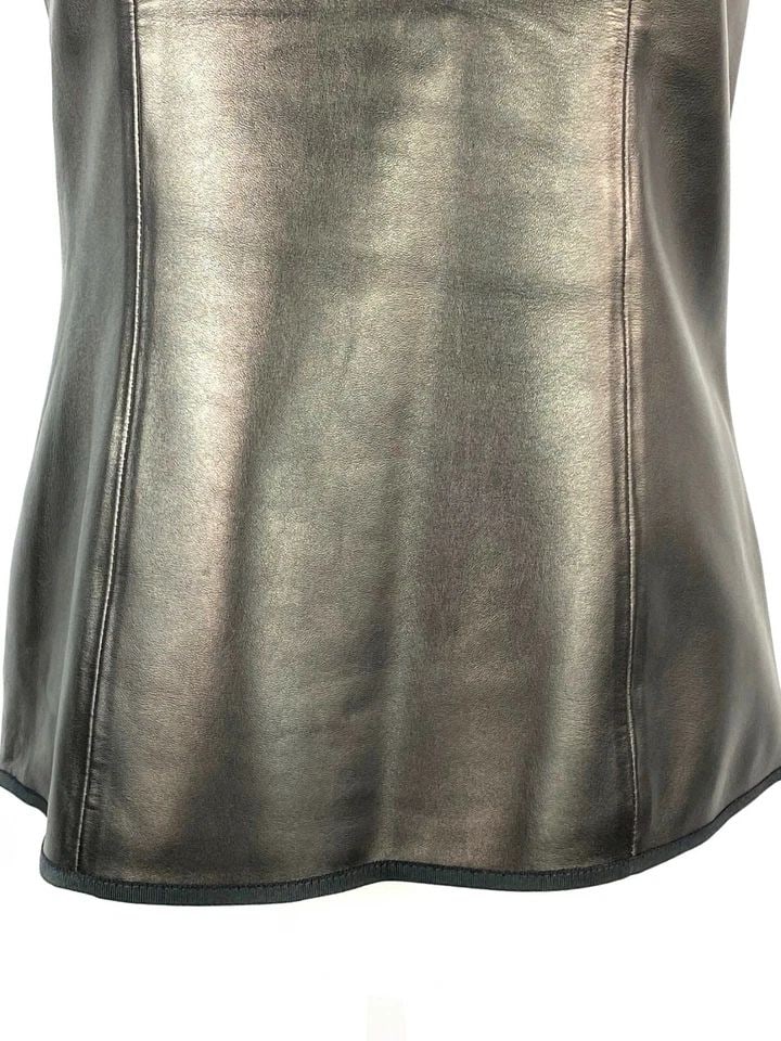 THE ROW BLACK LAMBSKIN LEATHER SLEEVELESS TOP SIZE 8 (1 of 2)