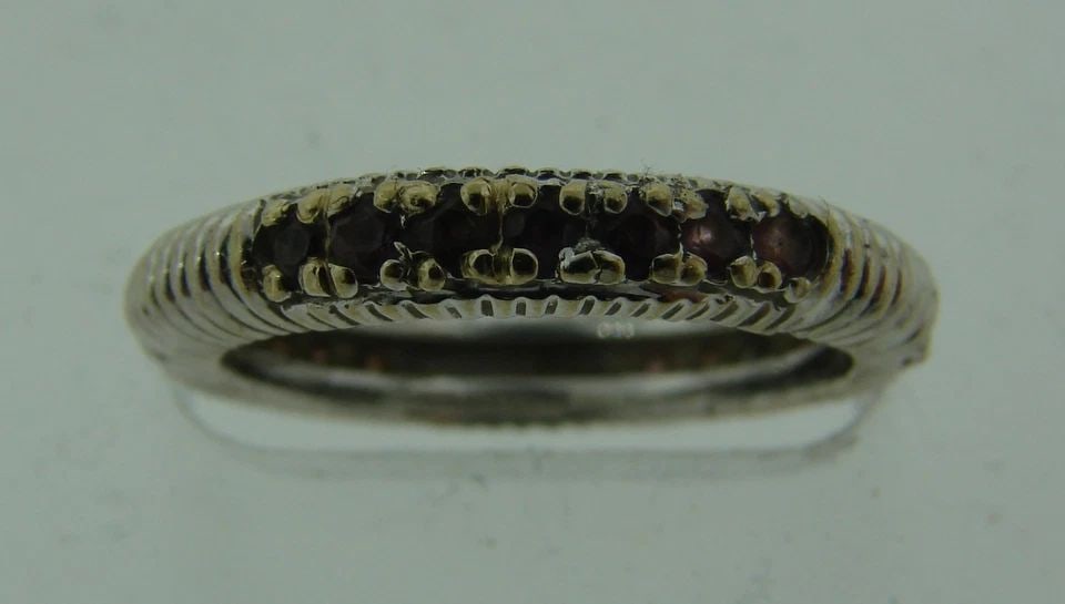 GORGEOUS PINK SAPPHIRE WHITE GOLD BAND RING STACKABLE NON-TRADITIONAL WEDDING (1 of 2)