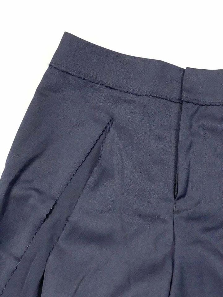 UNDERCOVER NAVY WOOL AND SILK TROUSERS PANTS, SIZE 2: UNDERCOVER NAVY WOOL AND SILK TROUSERS PANTS, SIZE 2 UNDERCOVER NAVY WOOL AND SILK TROUSERS PANTS, SIZE 2 The pants feature high waist, straight/ wide leg fit with slits on the front and pocket on eac
