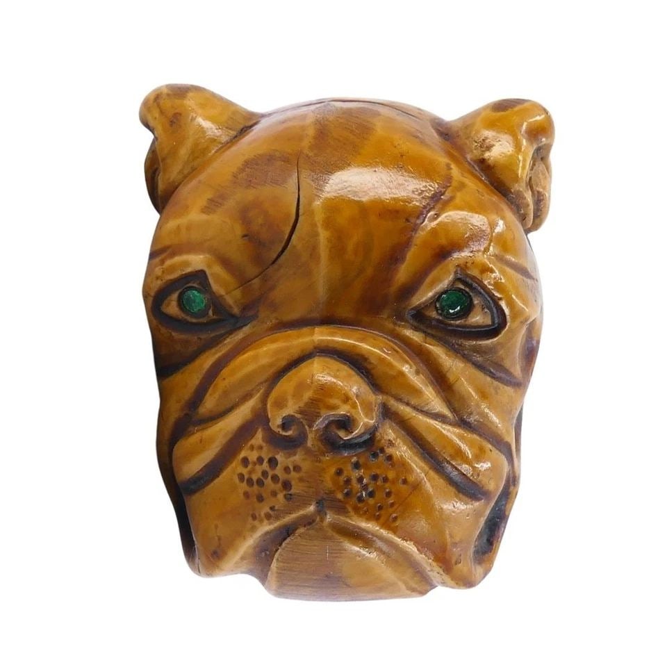 VINTAGE ITALIAN WOODEN BULLDOG LETTER OPENER (1 of 2)
