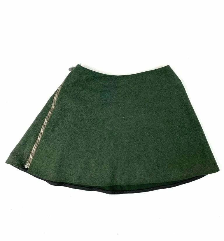 BALENCIAGA PARIS GREEN WOOL MINI SKIRT, SIZE 36 (1 of 2)