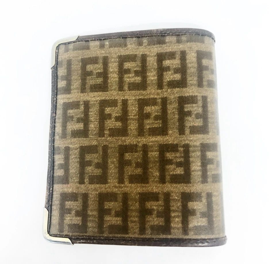 VINTAGE FENDI SIGNATURE DOUBLE F CANVAS BROWN CONTACT PHONEADDRESS BOOK HOLDER (1 of 2)