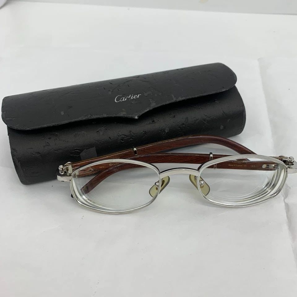 AUTHENTIC CARTIER SUNGLASSES SICIER 51 21 140B BUBINGA WOOD SP EYEGLASSES FRAMES (1 of 2)